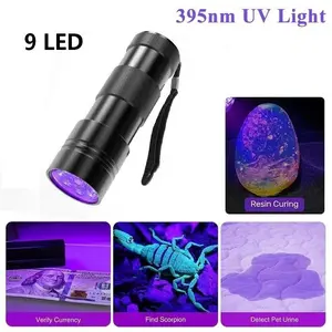1-Pack Resin Curing Light with UV Flashlight, 9led Mini Handheld Battery-Operated Urine Stain Detection, Portable Tool for Home Use, Portable Design